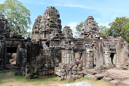 柬埔寨一座古老寺庙的废墟建筑旅游旅行文明雕塑建筑学纪念碑宗教高棉语古董图片