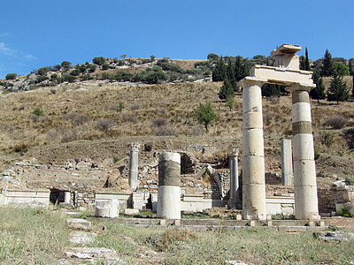 土耳其古希腊城的废墟柱廊文化遗产旅行纪念碑游戏旅游城市建筑地标图片