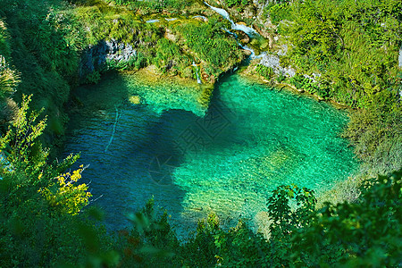 普利维柴湖国家公园池塘岩石水面瀑布液体悬崖环境峡谷水域翡翠图片