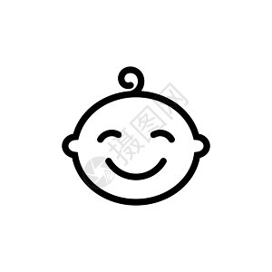 可爱的婴儿脸细线图标 儿童网站和移动应用程序设计的大纲符号小男孩 轮廓描边孩子象形图图片