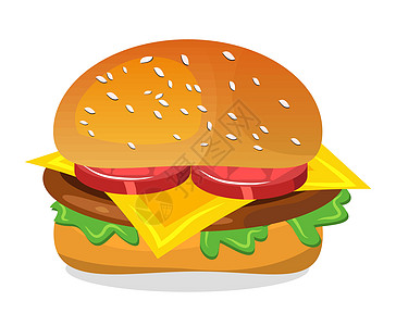 汉堡包矢量符号图标设计餐厅沙拉包子卡通片插图芝士牛肉小吃菜单卡片图片