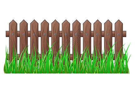 带有草隔离矢量符号图标设计的木栅栏农场卡片花园院子横幅插图木材卡通片标识障碍图片