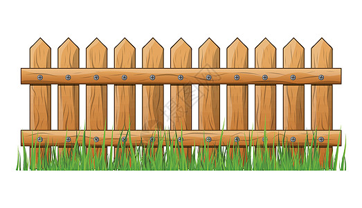 带有草隔离矢量符号图标设计的木栅栏农场插图院子花园卡通片木材横幅植物卡片木头图片