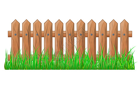 带有草隔离矢量符号图标设计的木栅栏横幅标识院子木头插图卡片木材障碍农场卡通片图片