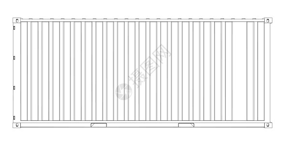 货物集装箱 线框样式插图贮存起重机仓库后勤船运工业出口盒子卡通片图片