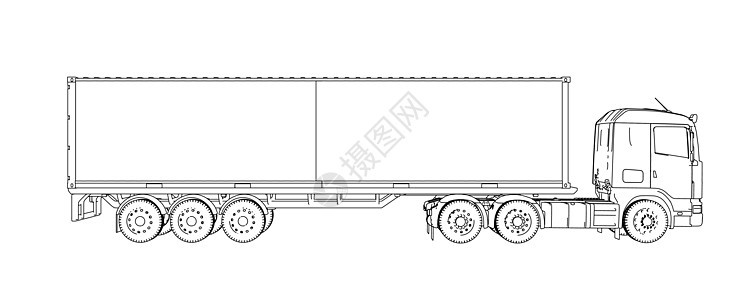 由集装箱卡车后勤绘画技术港口贸易商业货运货车车辆进口出口图片