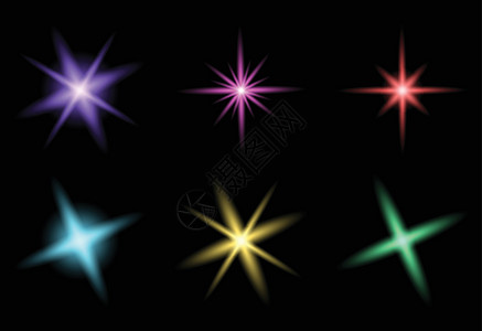 透明星形矢量符号图标设计 美丽的插图标识火花耀斑卡通片剪贴光泽度辉煌光泽辉光图片