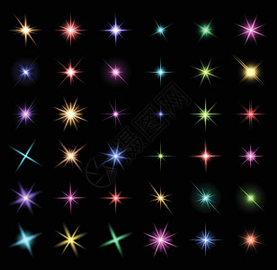透明星形矢量符号图标设计 美丽的插图辉煌火花光泽度光泽耀斑剪贴卡通片标识辉光图片
