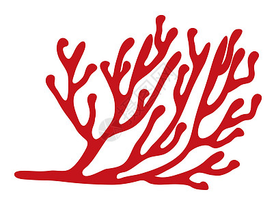 红藻剪影矢量符号图标设计 美丽的插画水族馆横幅海洋标识植物卡片生活红色卡通片插图图片
