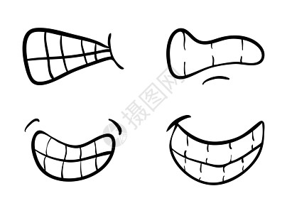 带有牙套矢量符号的卡通口图标设计横幅嘴巴喜悦微笑收藏幸福涂鸦情感乐趣绘画图片