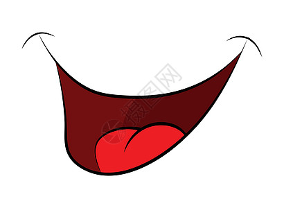 卡通与牙齿和舌头 在白色背景上隔离的矢量图红色乐趣漫画标识卡通片涂鸦嘴唇情感笑脸插图图片