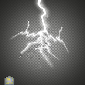一组闪电 雷暴和闪电 神奇而明亮的灯光效果插图收藏火花震惊雷雨耀斑暴雨天气辉光螺栓图片