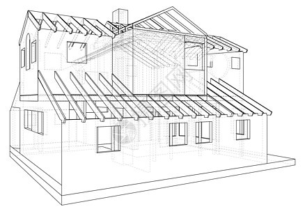 白色背景上的矢量素描房子  EPS 10 矢量创建的 3技术建筑师建筑学绘画办公室公寓住宅建造插图项目图片