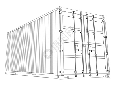 货物集装箱 线框样式贮存后勤盒子工业卡通片起重机办公室船运插图出口图片