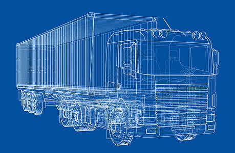 带半挂车的卡车 韦克托商业物流草稿货运货物车辆出口飞机贮存进口图片