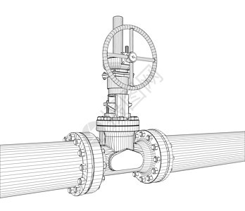 工业阀门  3 的矢量渲染插图黑色绘画管道工厂植物管子龙头白色3d图片