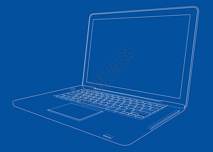 笔记本电脑素描 韦克托屏幕展示绘画键盘互联网网络钥匙白色技术蓝图图片
