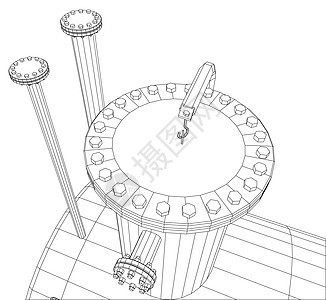 工业装备能力 线框  EPS10 格式  3 的矢量渲染设施插图力量蓝色活力管道软管发电机化学品资源背景图片