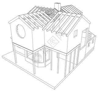 白色背景上的矢量素描房子  EPS 10 矢量创建的 3项目设计师插图办公室公寓工程建筑技术铅笔窗户图片