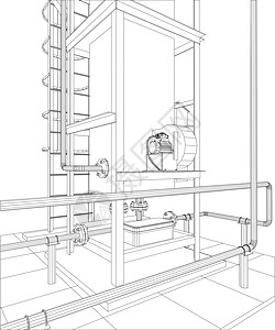 石油气安装 追踪 3d 的插图气体楼梯引擎力量资源活力软管植物压力工厂图片