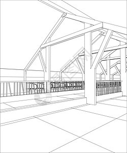 室内抽象工业建筑施工 追踪图 3市中心房子工程插图公司金属原理图办公室草图框架图片