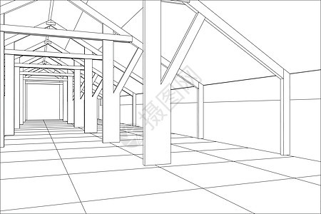 抽象背景的工业建筑线框 3 的跟踪图街道金属蓝图项目办公室原理图建造商业生长景观图片