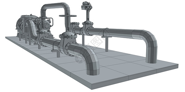 工业设备泵 线框  EPS10 格式  3 的矢量渲染阀门管子植物技术软管插图金属黑色气体管道图片