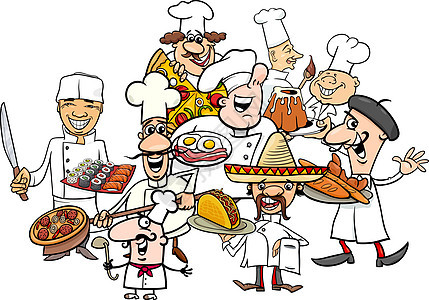 国际美食厨师组卡通图片