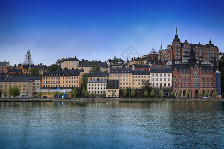 瑞典斯德哥尔摩Sodermalm区的美丽景色旅游天空游客首都全景房子旅行港口建筑学地标图片