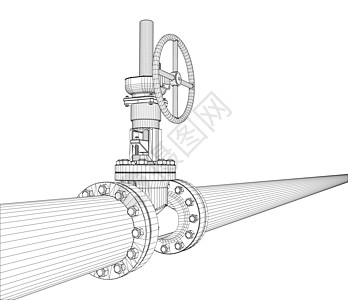 工业阀门  3 的矢量渲染草图工厂管道工程黑色管子技术植物3d插图图片
