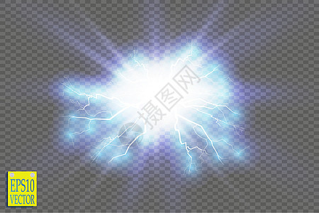 蓝色抽象能量冲击爆炸特殊光效与火花 矢量发光功率闪电簇 透明背景上的放电 高压带电电芯霹雳活力粒子震惊墙纸电工电气风暴闪电释放图片