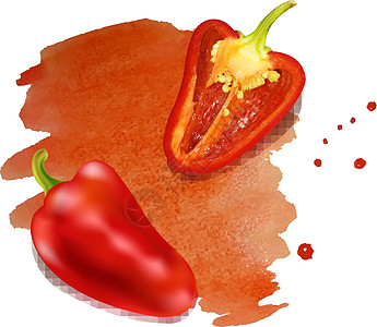 红辣椒辣椒素食者手工画笔剪贴簿绘画印迹水滴种子水彩图片