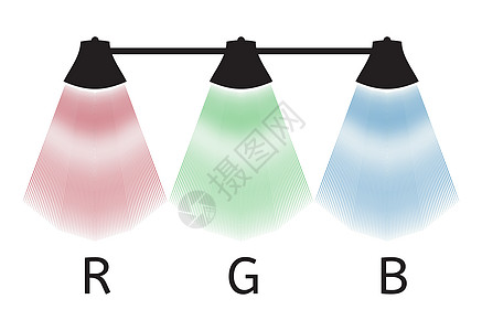 红色 绿色 蓝色灯光的双光灯图片