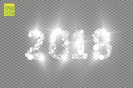 2018年在透明背景下发光插图粒子浮华数字魔法纪念日货币耀斑星星庆典图片