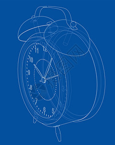 闹钟素描 韦克托插图绘画时间艺术技术蓝图数字工作警报箭头图片