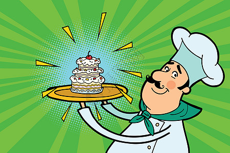 厨师用纸杯蛋糕做饭的角色图片