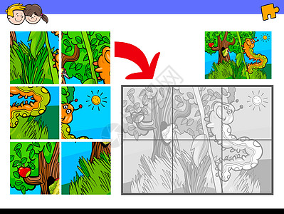 用毛毛虫字符拼图拼图图片