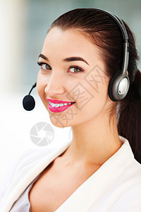 工作广场耳机上支持电话接线员的近距离剪贴肖像工人顾问接待员办公室帮助代理人求助口译员客户女士图片