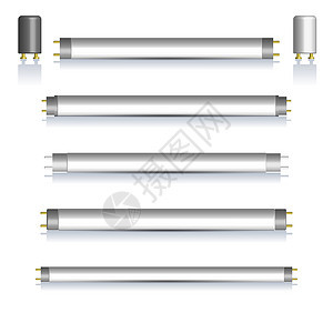 一套有镜像反射 矢量图解的荧光灯图片