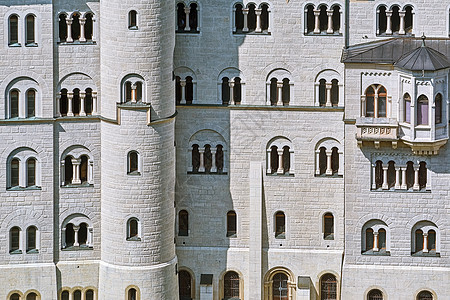 德国新施文斯坦城堡建筑学历史性旅行地标窗户堡垒图片