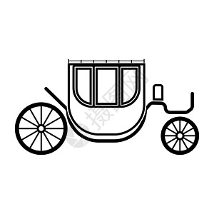 这是黑色的图标车轮越野车古董版税运输旅行马车婚礼皇家财富图片