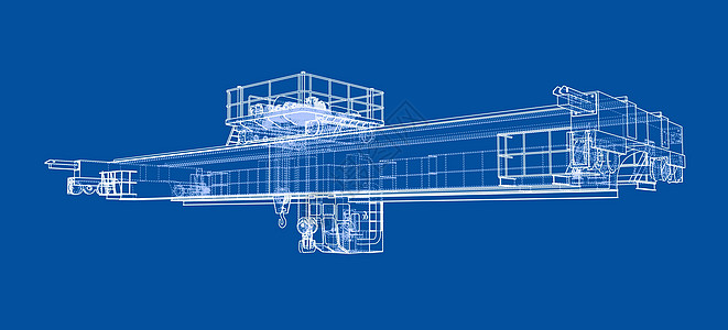 桥式起重机草图 韦克托插图工业重量高架框架蓝图力量工厂运输龙门架图片