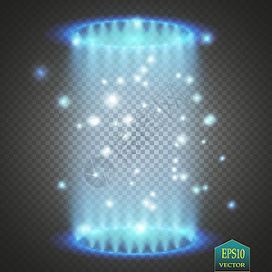 神奇的幻想门户 未来传送 灯光效果 夜景的蓝色蜡烛光线与透明背景上的火花 讲台的空光效果 迪斯科俱乐部舞池宇宙隧道辉光螺旋球体漩图片