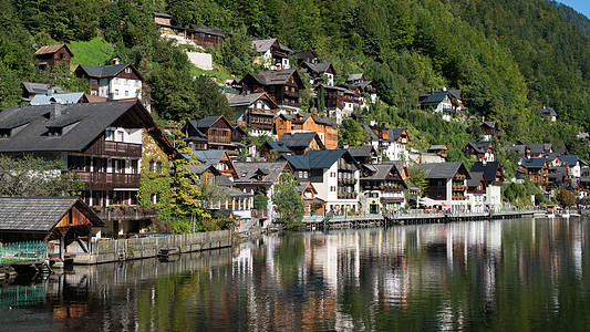 Hallstat湖的Hallstat 视图历史性反射旅游风景建筑物地标世界天空城市旅行图片