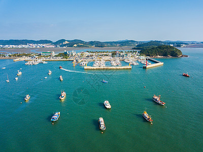 海景高角 大斗道岛有许多船 Sout图片