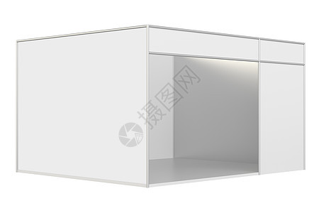 空白的展台 在白色背景上隔离的 3d 渲染摊位商业营销贸易展示广告柜台盒子标准推介会图片