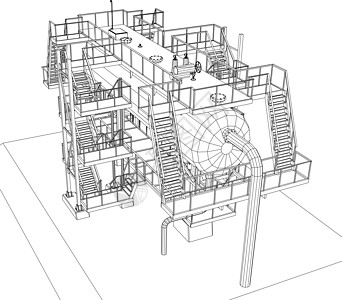 线框石油和天然气工业设备力量植物金属配件工厂资源软管活力工程引擎图片