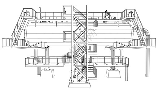 线框石油和天然气工业设备压力蓝色活力技术管子配件引擎平台工程管道图片