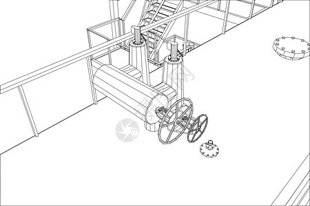 线框石油和天然气工业设备金属阀门软管工厂技术工程配件植物平台发电机图片