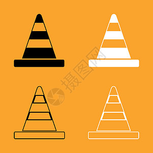 路锥黑色和白色设置图标图片